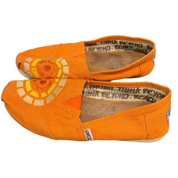 TOMS Womens Orange Charlize Theron Canvas Flat Loafer Slip On Shoes Size US 6.5W - Picture 1 of 6